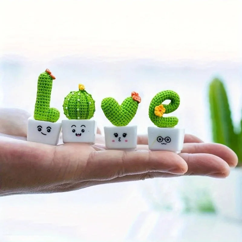 Mini Resin Cactus Plant Set – Home & Desktop Decor  (4 Pcs)