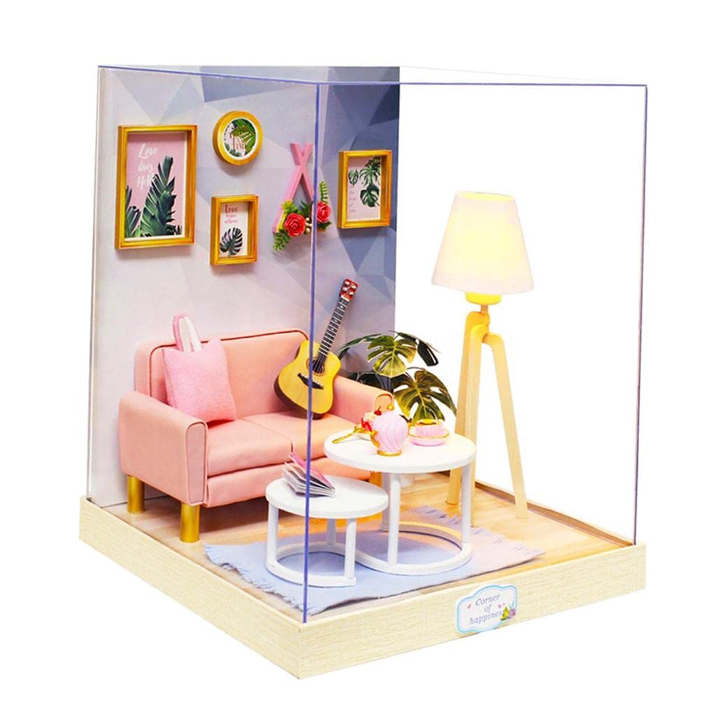 Cabin Dollhouse Handcraft Miniature Living Room Kit - Heart Time.