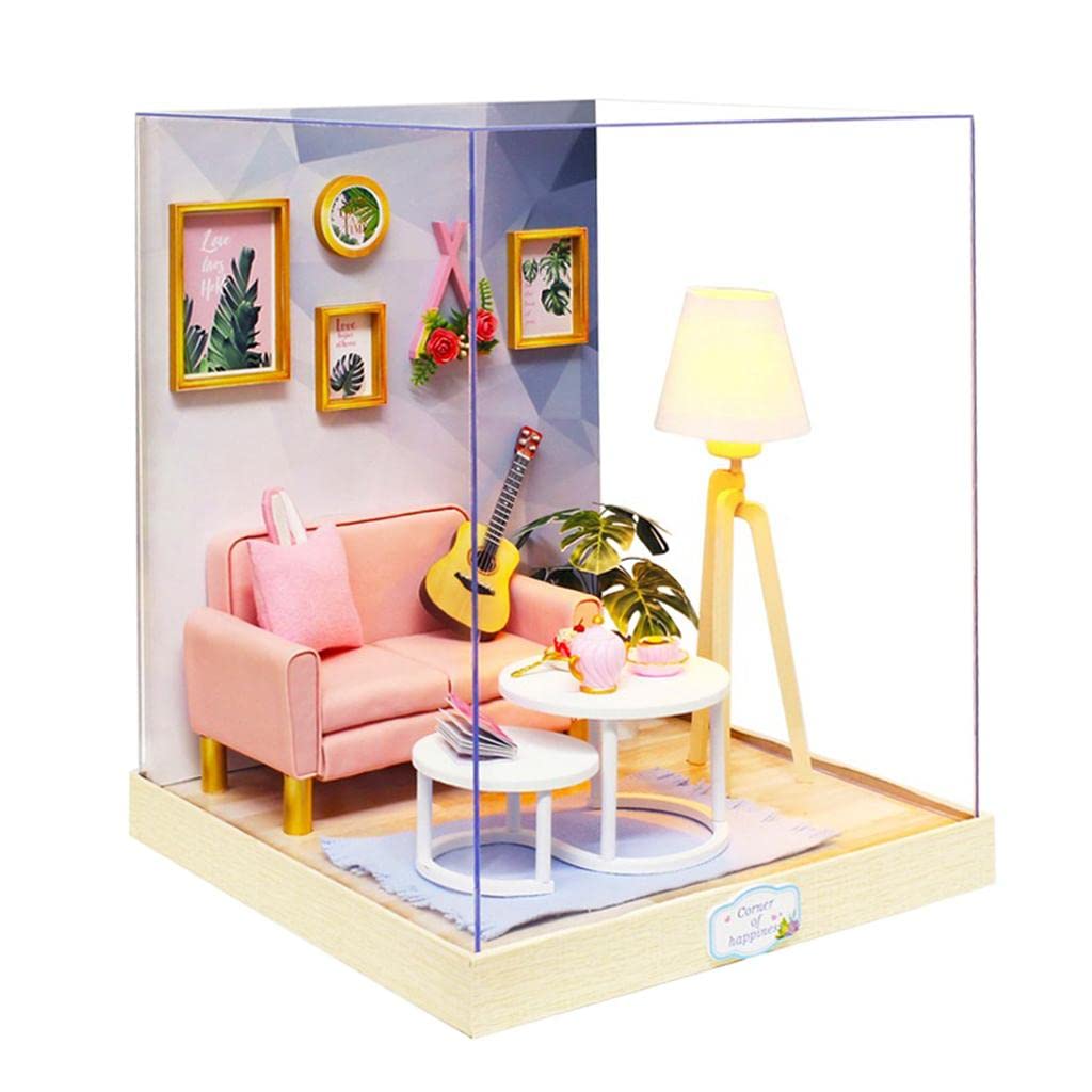 Cabin Dollhouse Handcraft Miniature Living Room Kit - Heart Time.