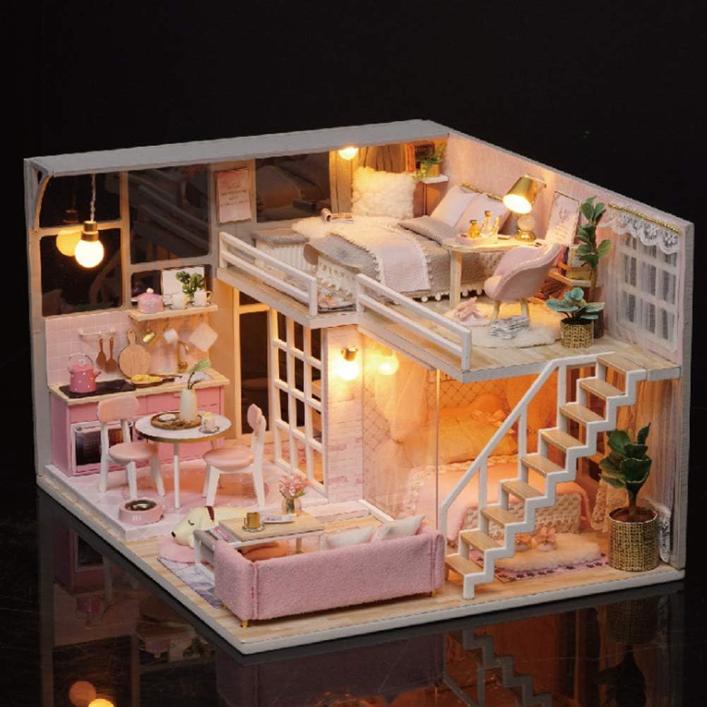 Cute DIY Dollhouse Kit with Smooth Surfaces & Eco-Friendly Design