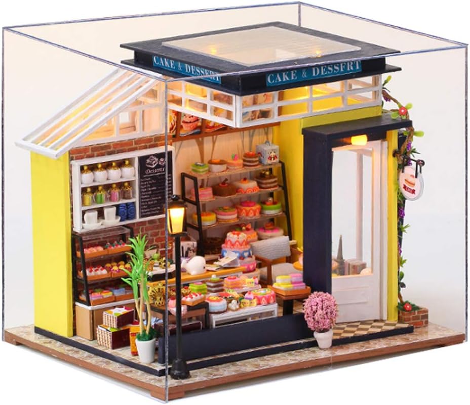 Miniature Dollhouse Kit 3D Street Cake Shop Model Wooden Sweet Shop Hand-Assembled Dolls House