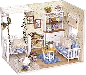 Kitten Mini Wooden Doll House Model Building Kits Toy Home Kit Creative Room Bedroom Decoration with Furniture For Birthday Gift