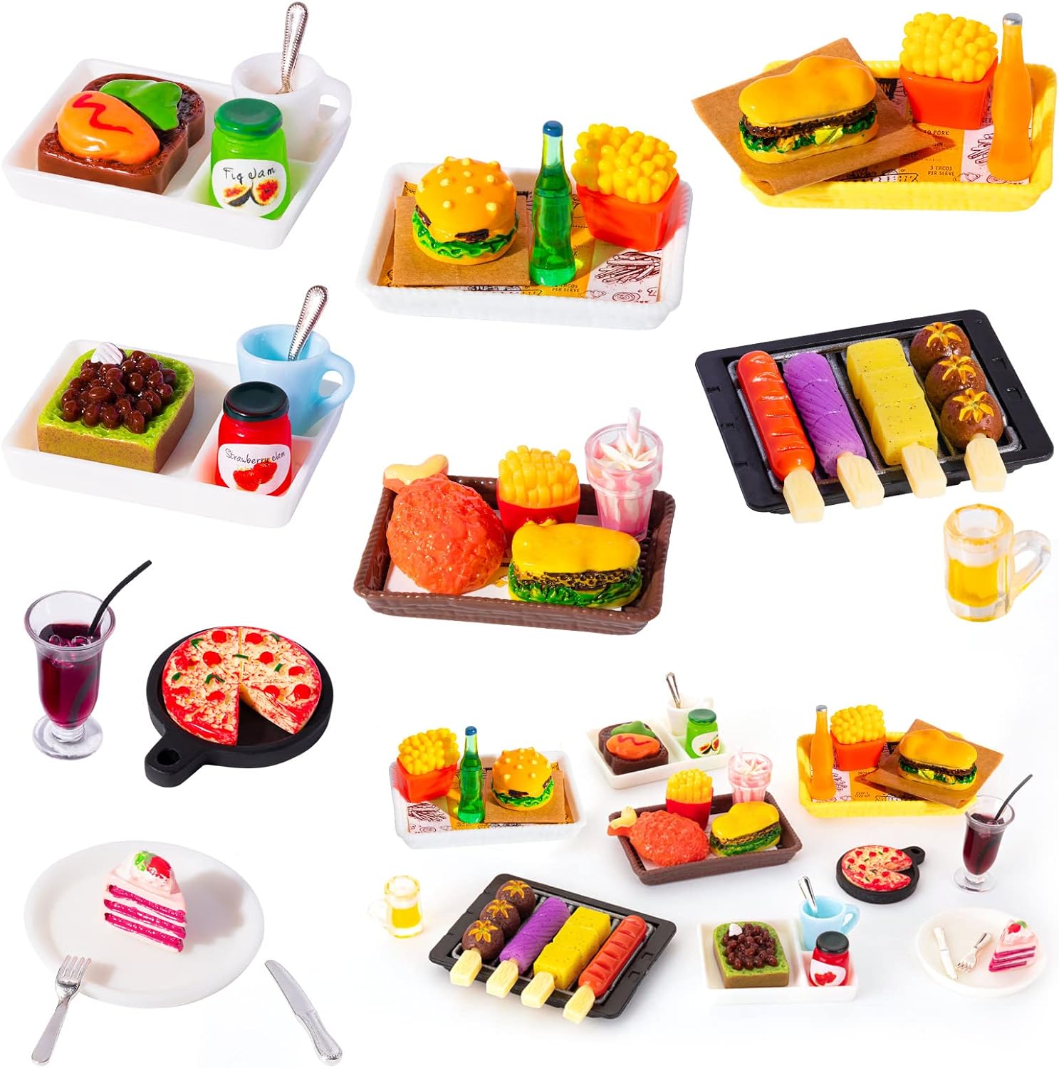 38-Piece Miniature Food Set for Kids – Fun Kitchen Toys for Dollhouse and Pretend Play