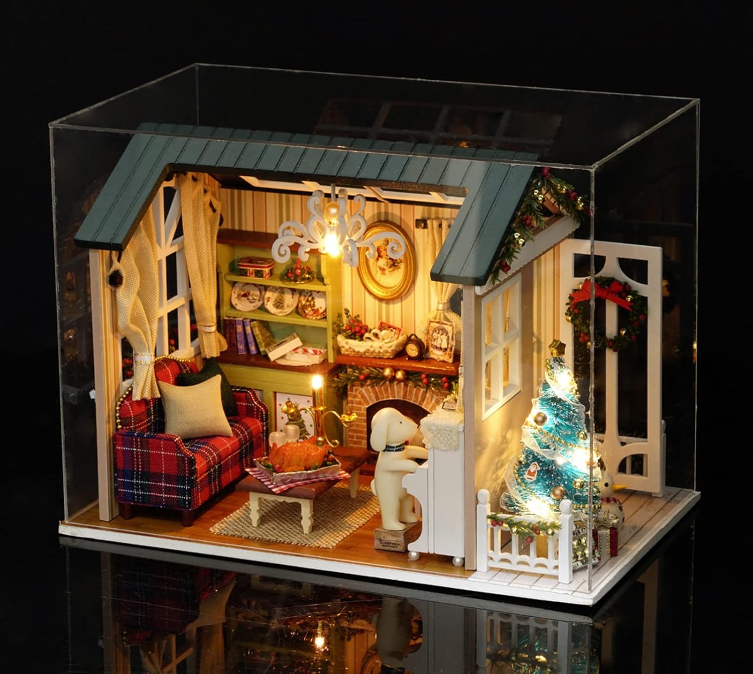 Miniature Dollhouse Kit with Music Box: Realistic 3D Wooden DIY Room with LED Lights