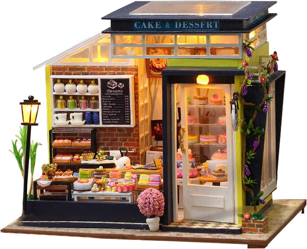 Miniature Dollhouse Kit 3D Street Cake Shop Model Wooden Sweet Shop Hand-Assembled Dolls House