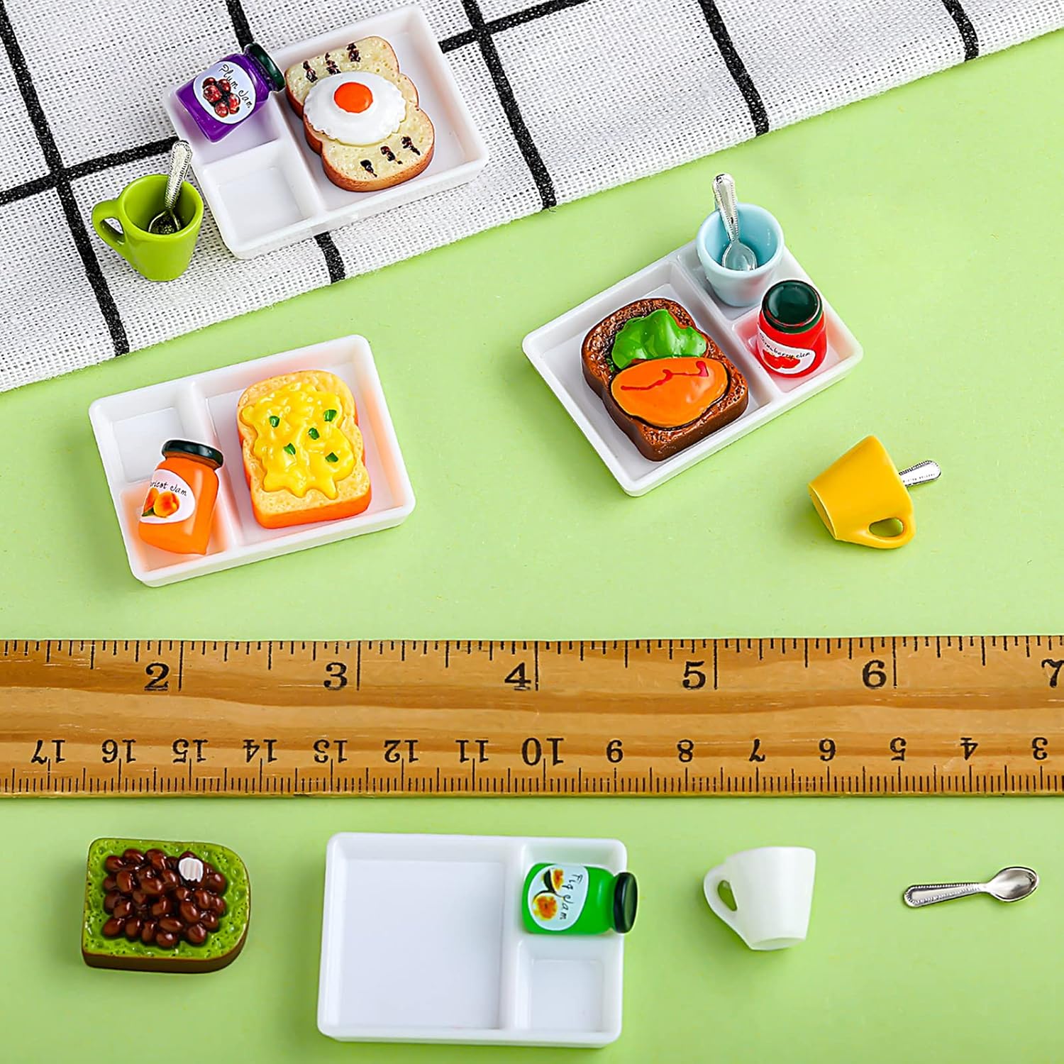 Miniature Items Toast Breads Breakfast Mini Stuff Jam Plate Cup Spoon Food