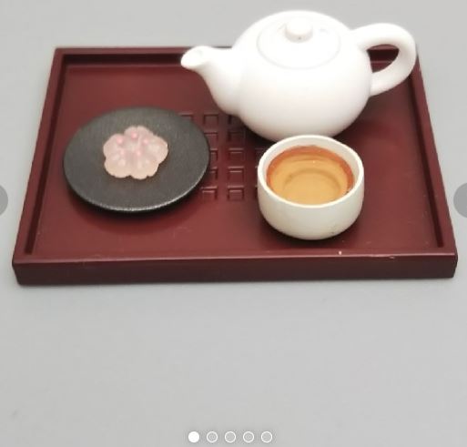 1/15 Dollhouse Mini Bonsai Tea Tray Teaboard Resin Model Dolls House Decors