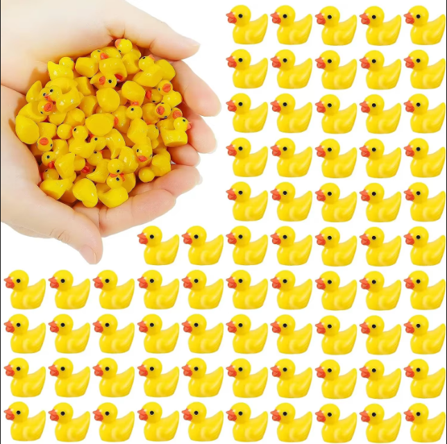 100/200Pc/set Mini Resin Ducks Tiny Duck Miniature Figures Bulk Little Duck Charms for Party, DIY Micro Landscape Decorations