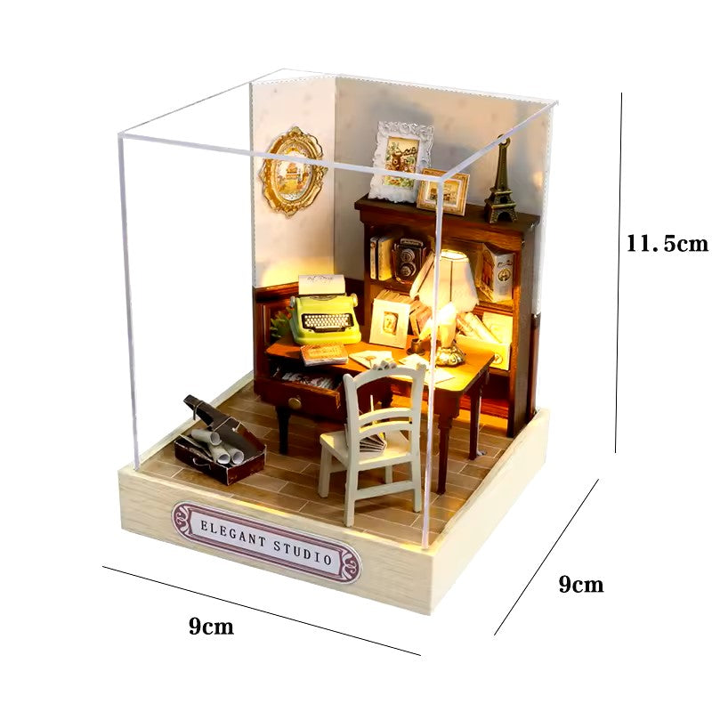 Magic Wooden Doll House Mini Kit DIY Handmade Assembly Model Building Room Bedroom Decoration