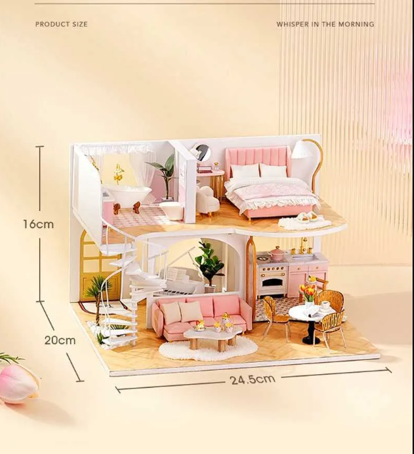 DIY 1:24 Miniature Dollhouse Kit with Music Box & Dust Cover