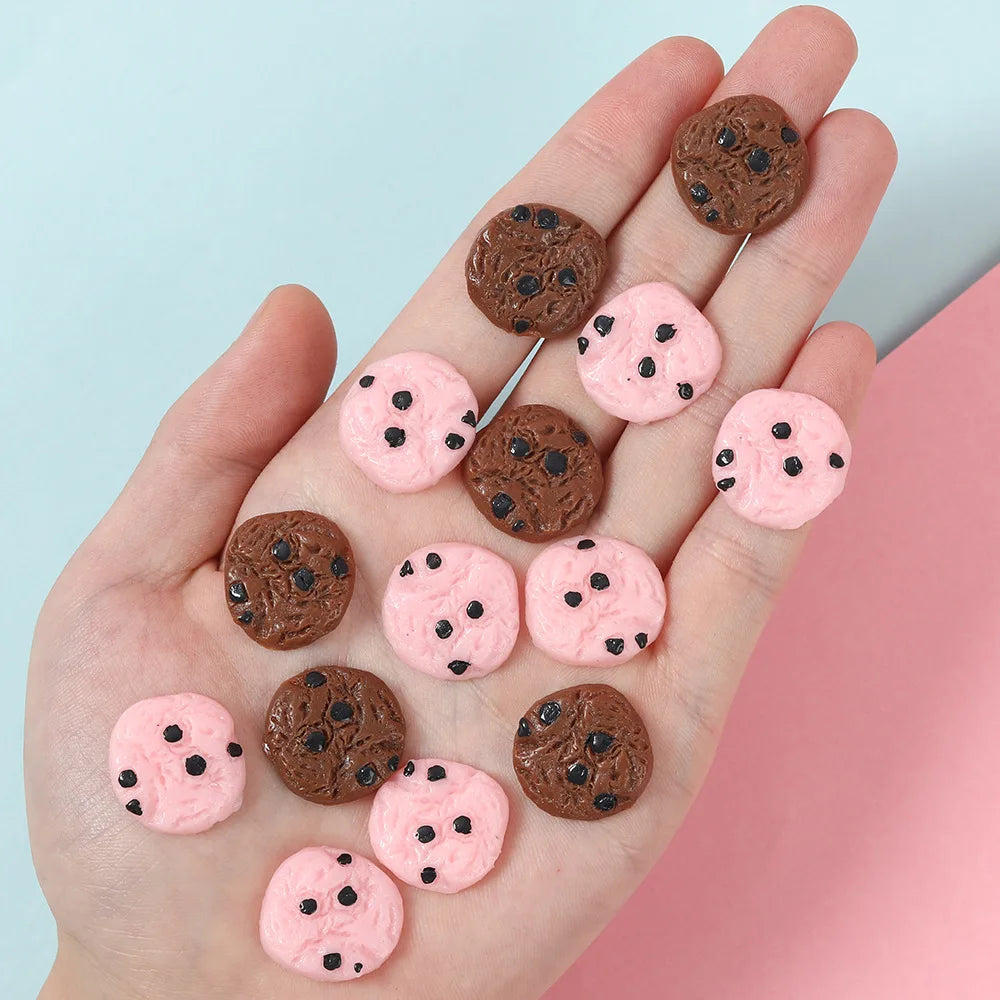 10 Pcs Miniature Chocolate Cookies – Kawaii Resin Fake Food for DIY Phone Case, Scrapbooking, and Crafts