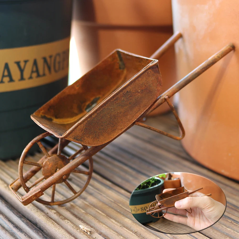 Miniature Metal Wheelbarrow – Fairy Garden & Bonsai Accessories