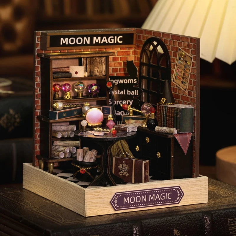 Miniature House Creative Handmade Wooden Dollhouse Kit-(Moon Magic)