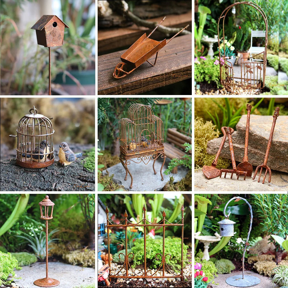 Miniature Metal Wheelbarrow – Fairy Garden & Bonsai Accessories