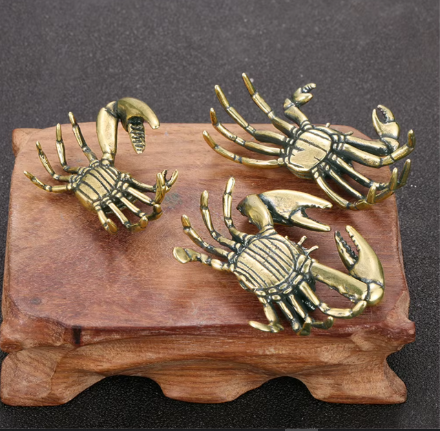 Pure Brass Crab Figurines Mini Animal Statue For Office Desk Living Room